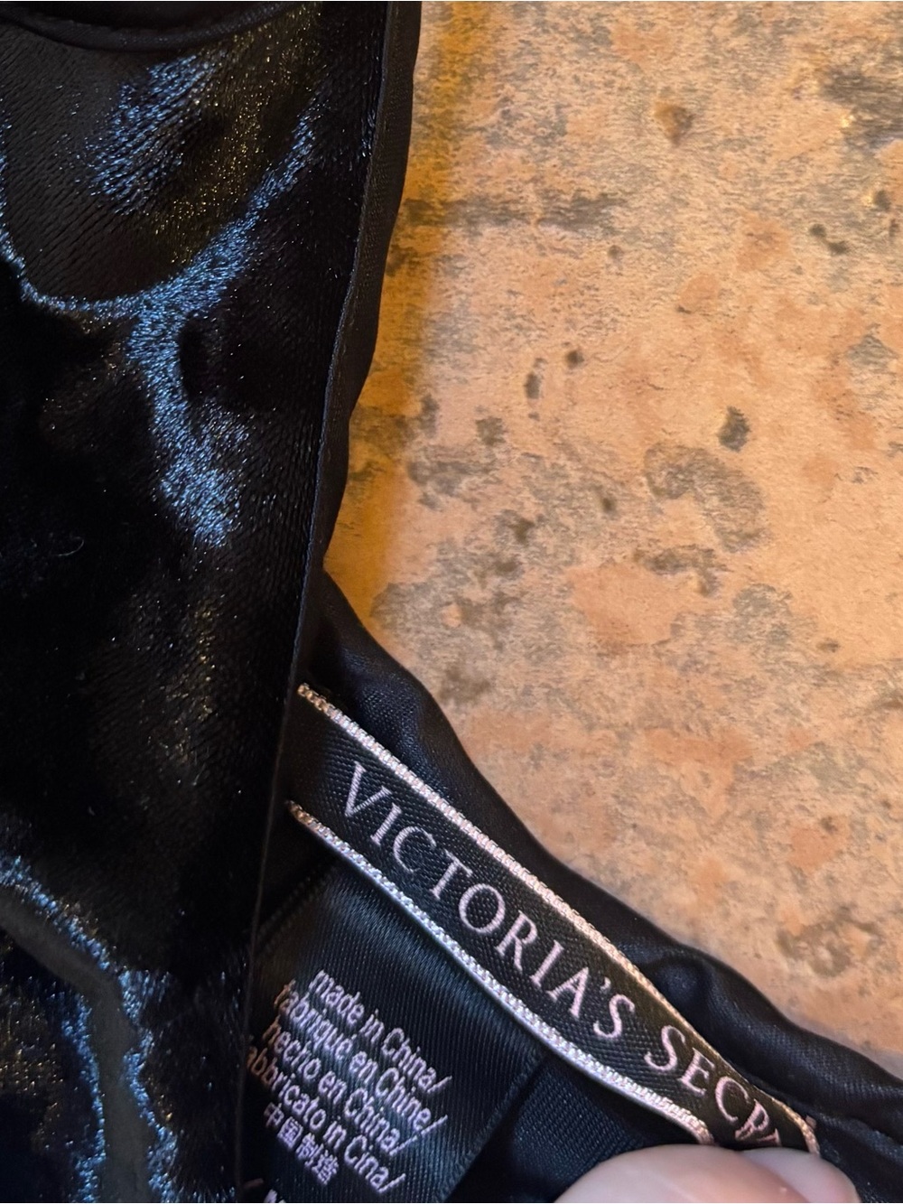 Vintage Y2K Victoria’s Secret Black Crushed Velvet Slip Dress Chemise M/L - Picture 13 of 15